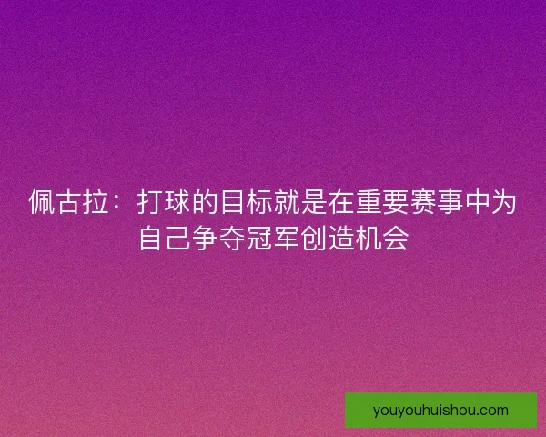 佩古拉：打球的目标就是在重要赛事中为自己争夺冠军创造机会